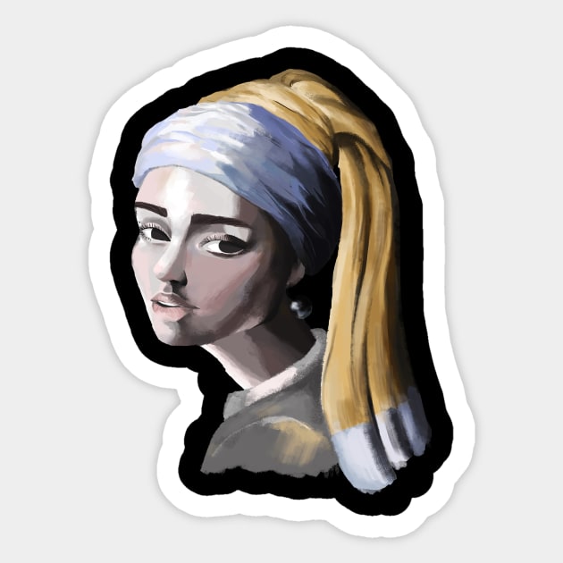 Girl With A Pearl Earring Sticker by DelKara